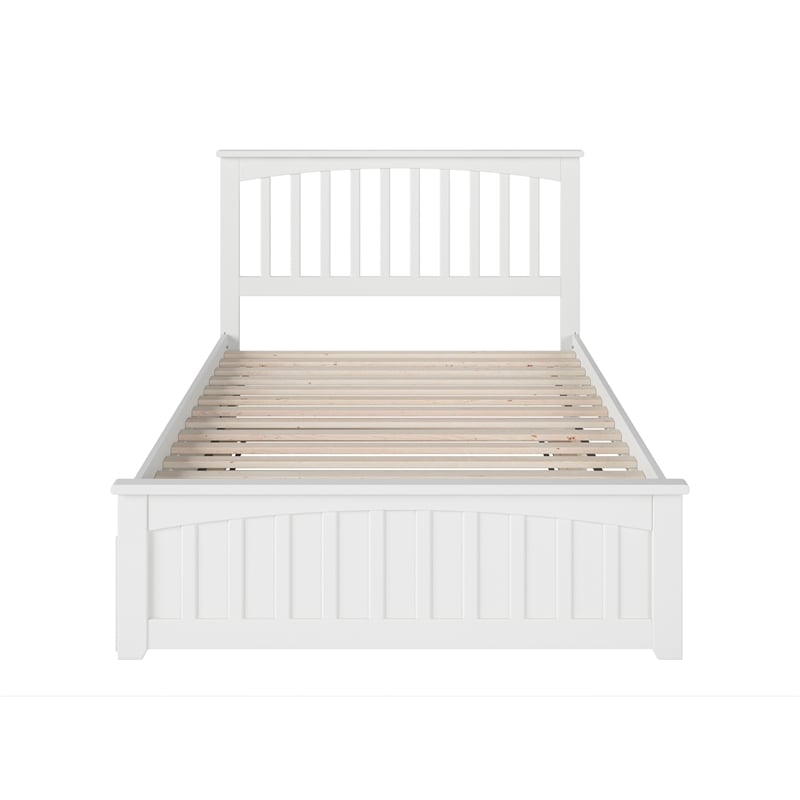 AFI Mission Solid Wood Full Bed and Footboard with Full Trundle in White