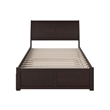 Portland Full Wood Platform Bed with Footboard and Full Trundle in Espresso