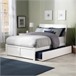 Portland Full Wood Platform Bed with Footboard and Full Trundle in White