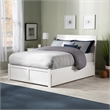 Portland Full Wood Platform Bed with Footboard and Full Trundle in White