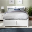Portland Full Wood Platform Bed with Footboard and Full Trundle in White