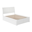Portland Full Wood Platform Bed with Footboard and Full Trundle in White