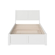 Portland Full Wood Platform Bed with Footboard and Full Trundle in White
