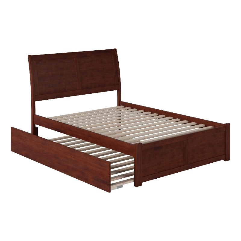 AFI Portland Full Solid Wood Bed with Full Trundle in Walnut