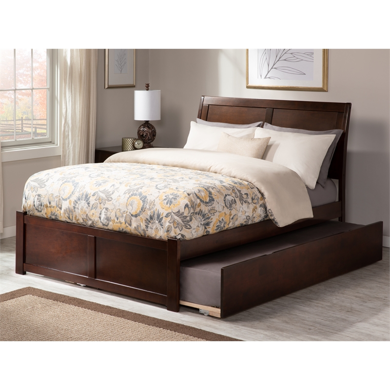 AFI Portland Full Solid Wood Bed with Full Trundle in Walnut