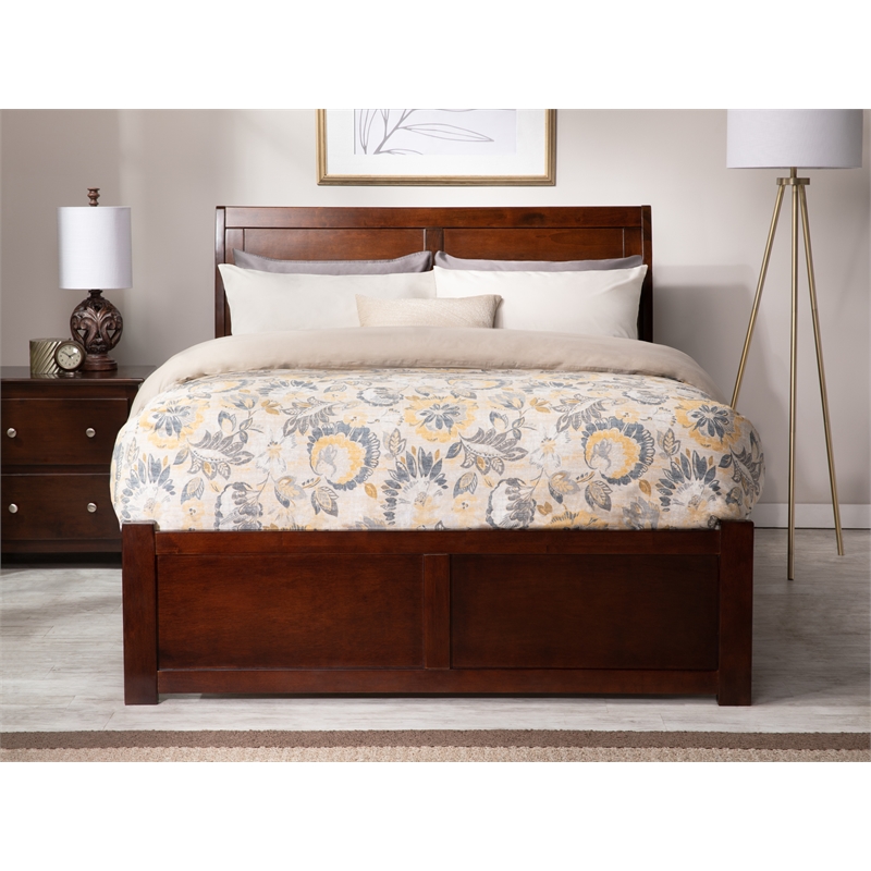 AFI Portland Full Solid Wood Bed with Full Trundle in Walnut