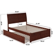 Portland Full Wood Platform Bed with Footboard and Full Trundle in Walnut