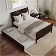 Portland Full Wood Platform Bed with Matching Footboard & Trundle in Espresso