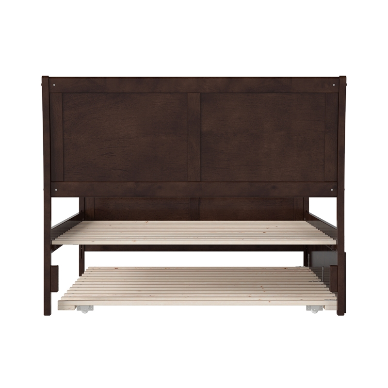 Portland Full Wood Platform Bed with Matching Footboard & Trundle in Espresso