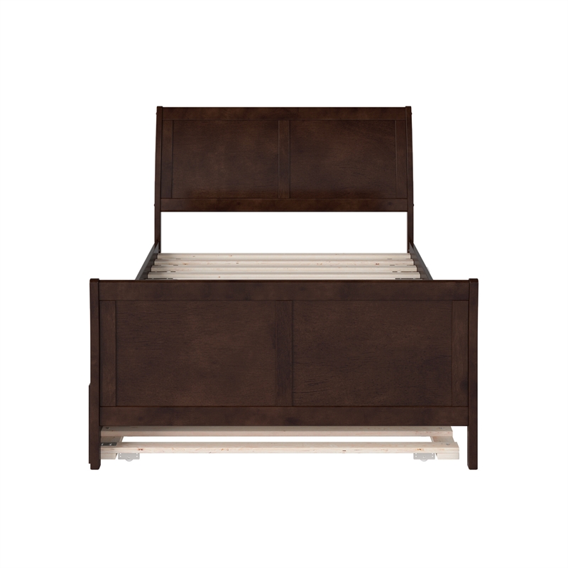 Portland Full Wood Platform Bed with Matching Footboard & Trundle in Espresso