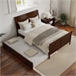 Portland Full Wood Platform Bed with Matching Footboard & Full Trundle in Walnut