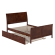 Portland Full Wood Platform Bed with Matching Footboard & Full Trundle in Walnut