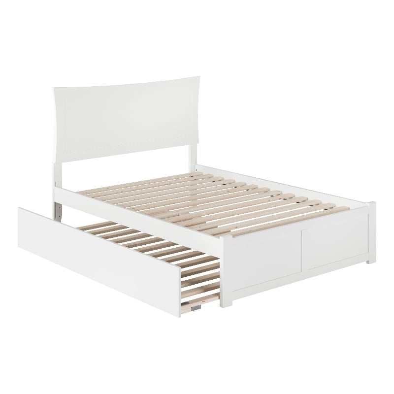 AFI Metro Full Solid Wood Bed with Twin Trundle and USB Charger in White