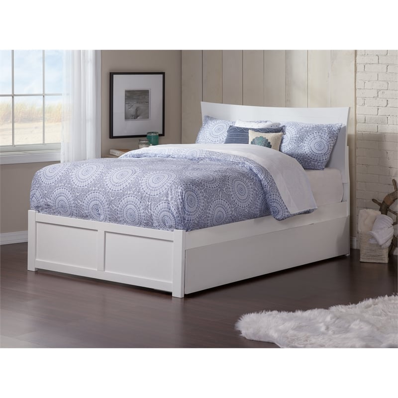 AFI Metro Full Solid Wood Bed with Twin Trundle and USB Charger in White