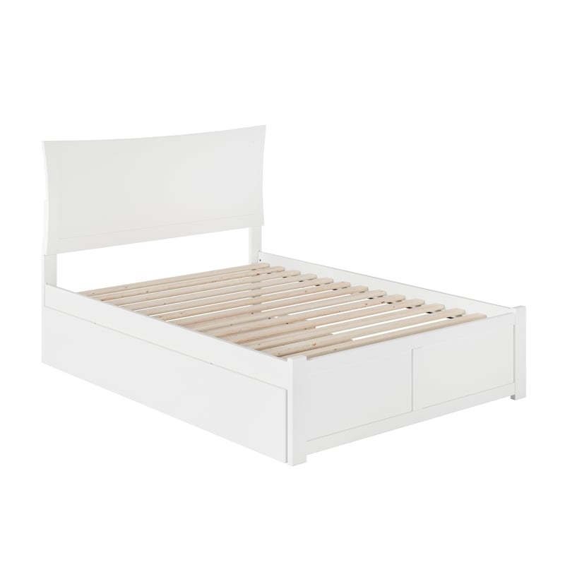 AFI Metro Full Solid Wood Bed with Twin Trundle and USB Charger in White