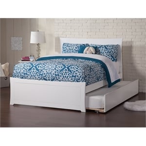AFI Metro Solid Wood Full Bed and Footboard with Full Trundle in White