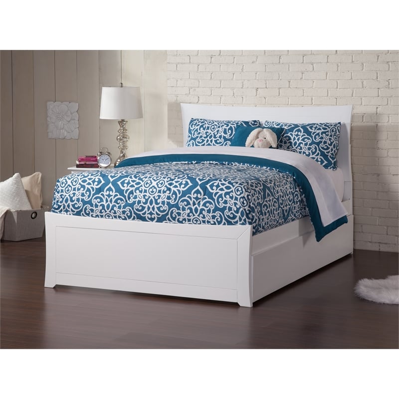 AFI Metro Solid Wood Full Bed and Footboard with Full Trundle in White