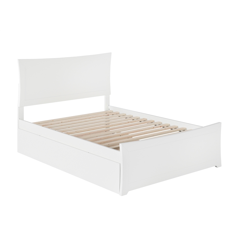AFI Metro Solid Wood Full Bed and Footboard with Full Trundle in White