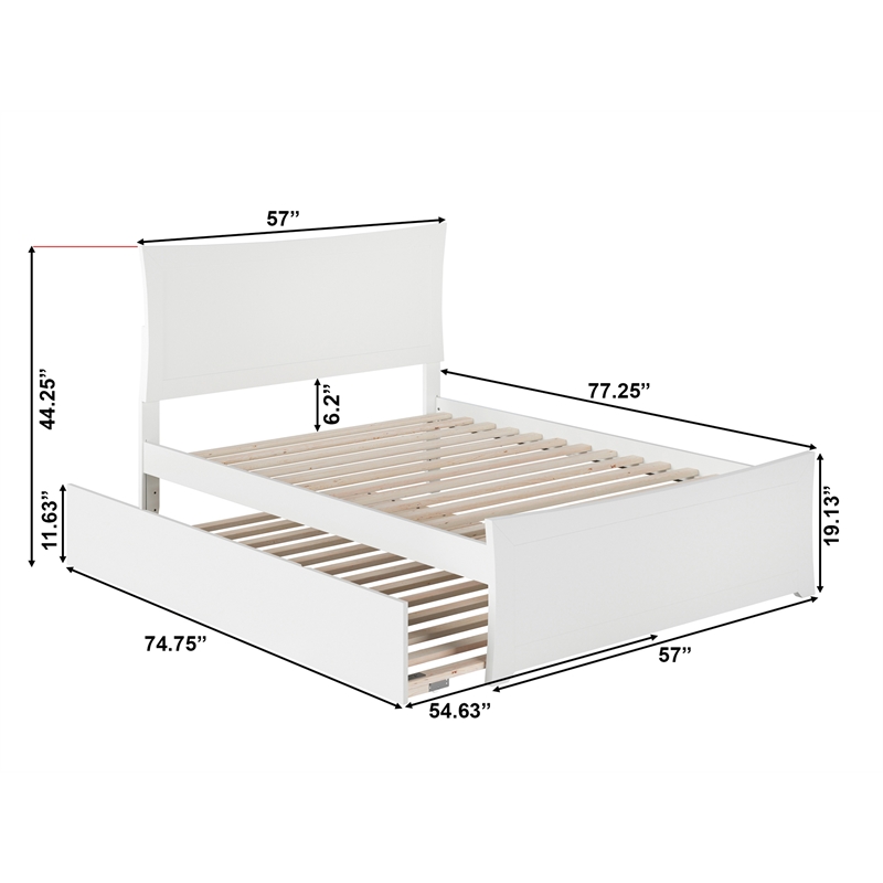AFI Metro Solid Wood Full Bed and Footboard with Full Trundle in White