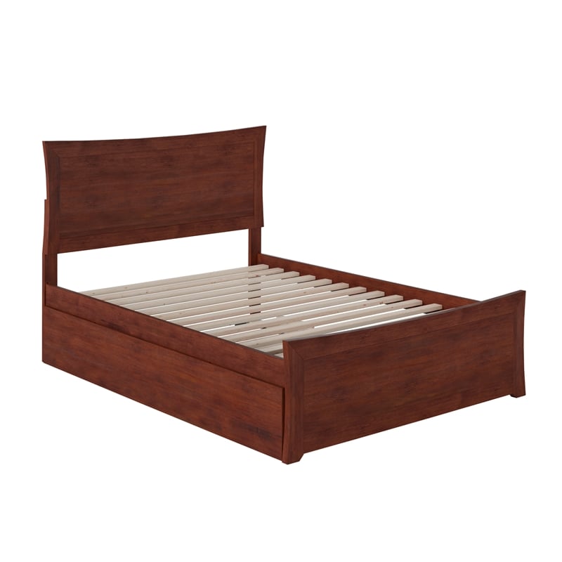 AFI Metro Solid Wood Full Bed and Footboard with Full Trundle in Walnut