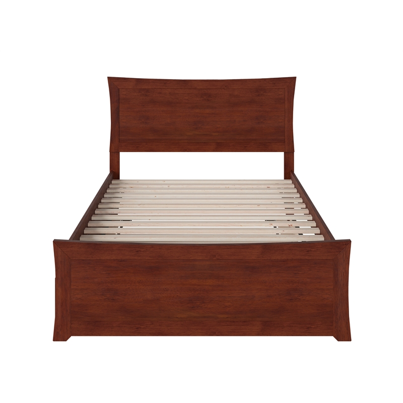 AFI Metro Solid Wood Full Bed and Footboard with Full Trundle in Walnut