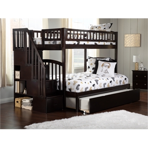 afi westbrook twin over full solid wood bunk bed with trundle in espresso