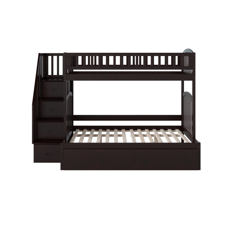 AFI Westbrook Wood Staircase Bunk Twin Over Full with Trundle in Espresso
