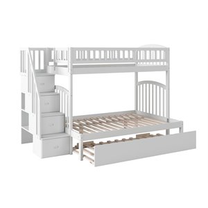 afi westbrook twin over full bunk bed with trundle in white