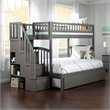 AFI Westbrook Wood Staircase Bunk Twin Over Full with Trundle in Grey