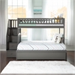 AFI Westbrook Wood Staircase Bunk Twin Over Full with Trundle in Grey