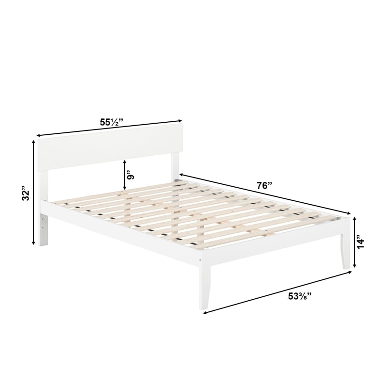 AFI Boston Solid Wood Full Size Modern Platform Bed in White