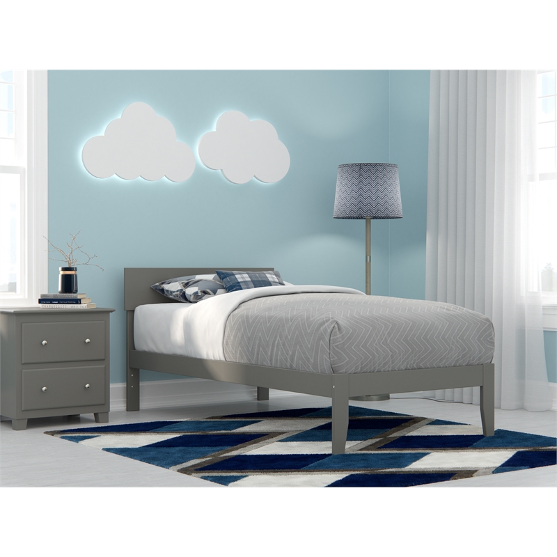 AFI Boston Solid Wood Twin Size Modern Platform Bed in  Gray