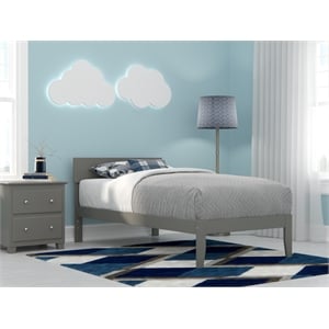 AFI Boston Solid Wood Twin Size Modern Platform Bed in  Gray