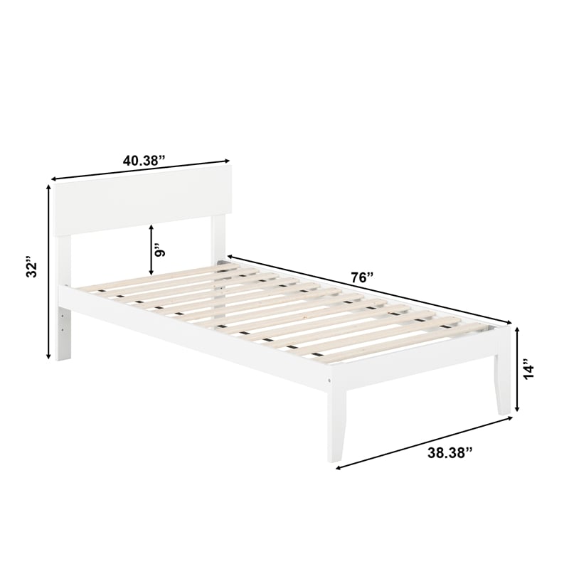 AFI Boston Solid Wood Twin Size Modern Platform Bed in White