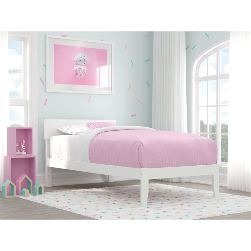 AFI Boston Solid Wood Twin Size Modern Platform Bed in White