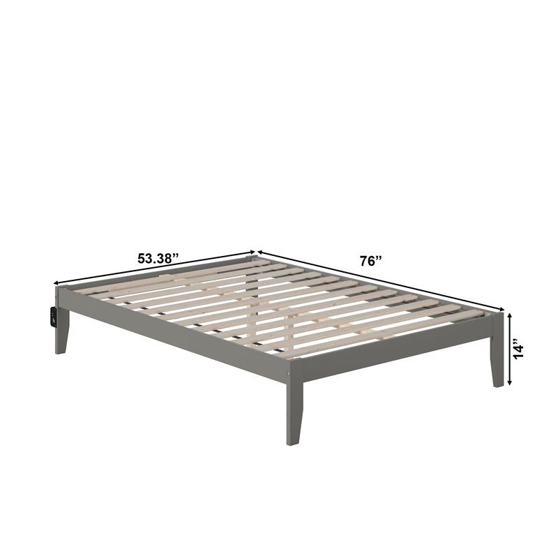 AFI Colorado Solid Wood Full Bed with USB Charging Station in Gray