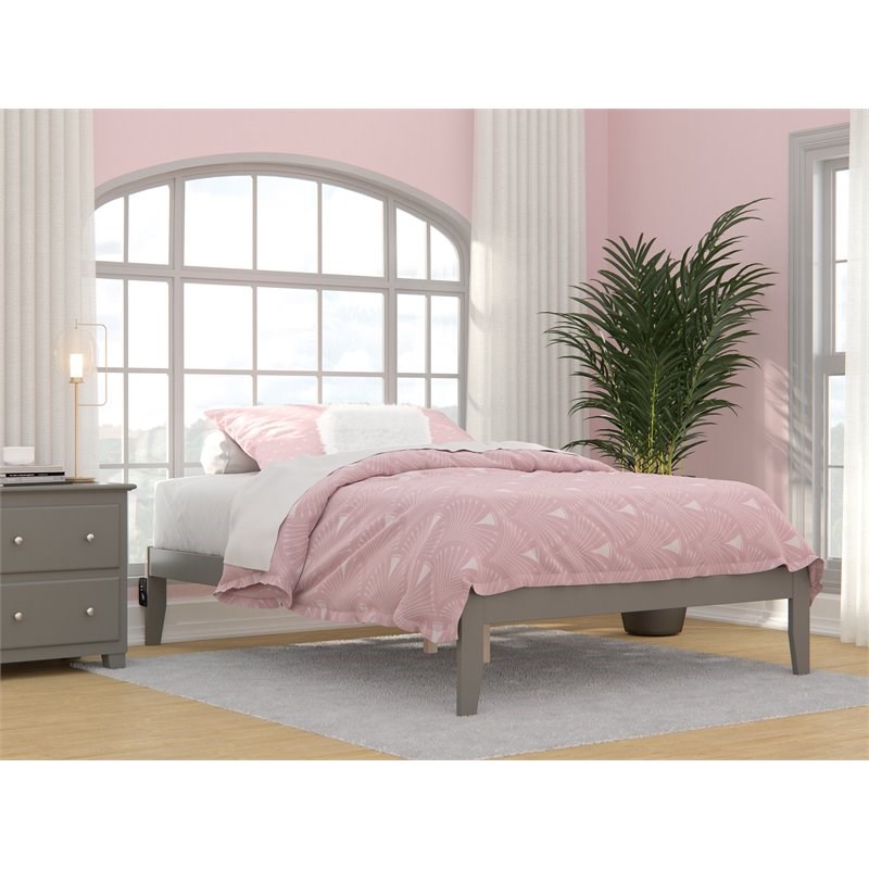 AFI Colorado Solid Wood Full Bed with USB Charging Station in Gray