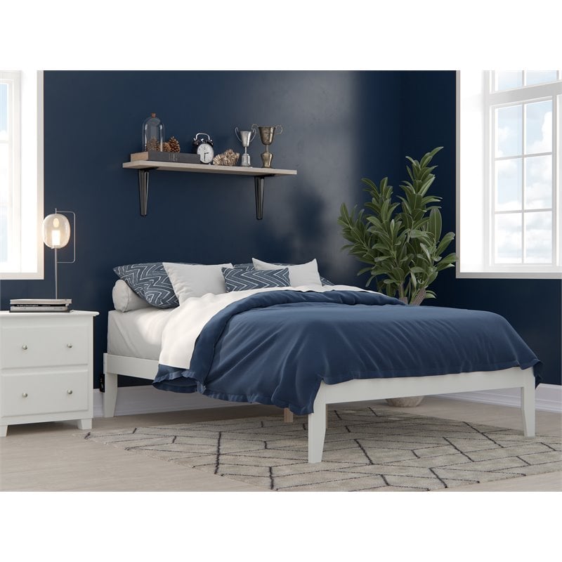 AFI Colorado Solid Wood Modern Full Bed with USB Charging Station in White