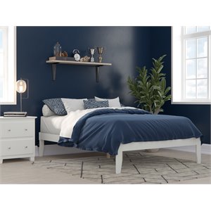 AFI Colorado Solid Wood Modern Full Bed with USB Charging Station in White