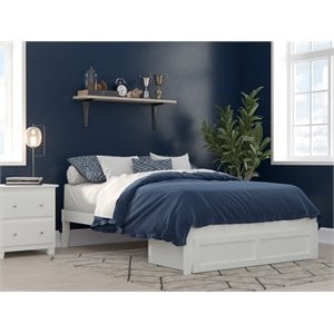 AFI Colorado Solid Wood Full Bed with Foot Drawer and USB Charger in White