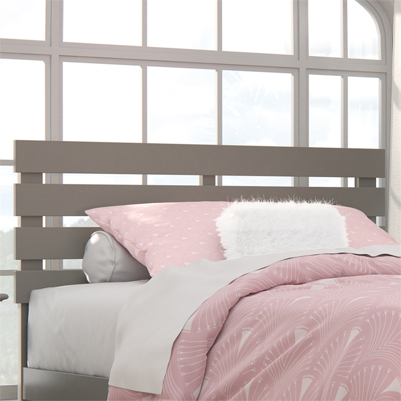 AFI Oxford Solid Wood Full Size Modern Headboard with USB Charger in Gray