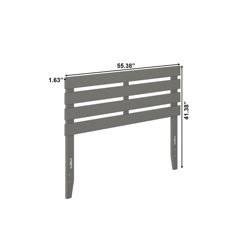 AFI Oxford Solid Wood Full Size Modern Headboard with USB Charger in Gray
