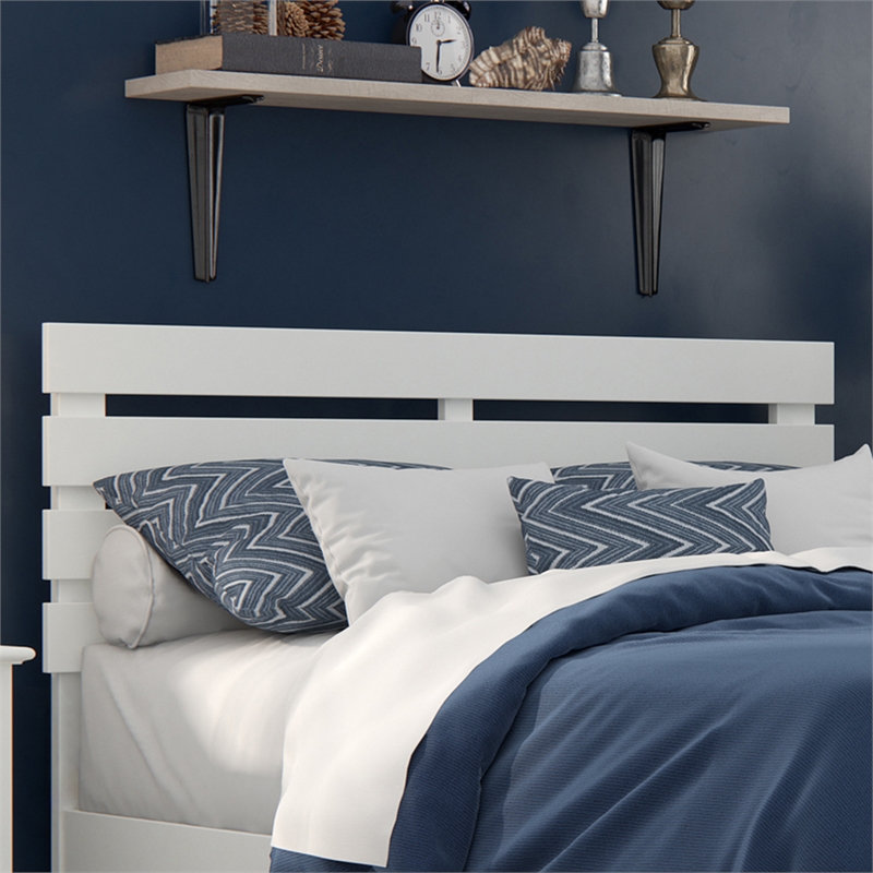 AFI Oxford Solid Wood Full Size Modern Headboard with USB Charger in White