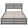 AFI Oxford Solid Wood Queen Bed with Footboard with USB Charging Station in Gray
