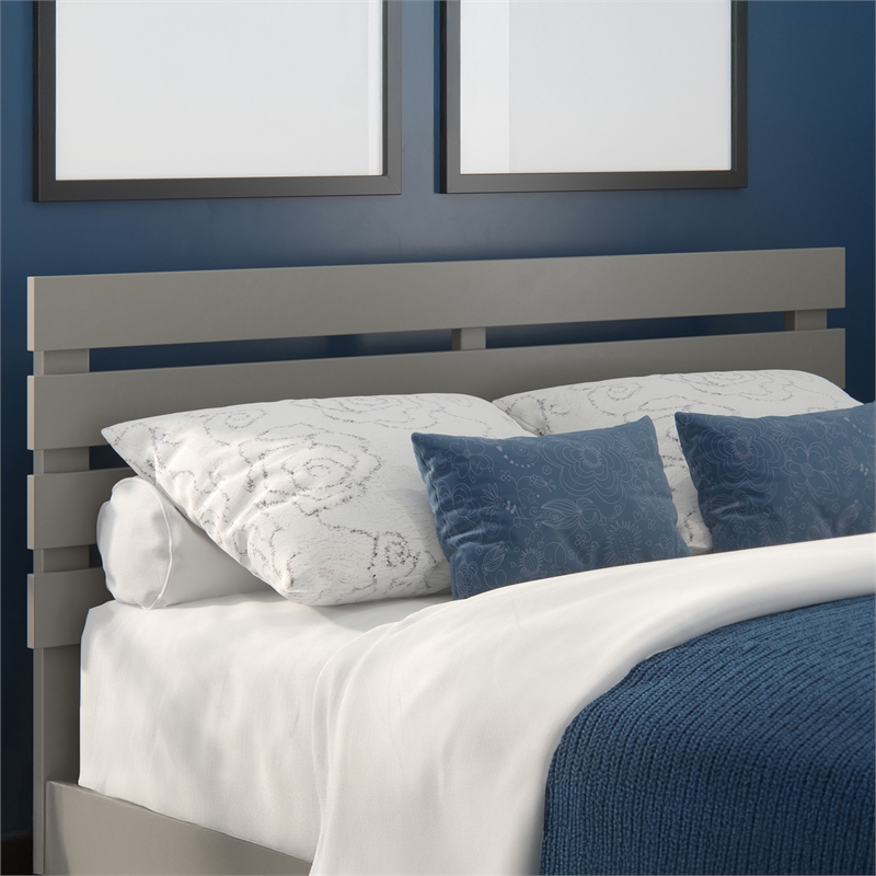 AFI Oxford Solid Wood Queen Size Modern Headboard with USB Charger in Gray