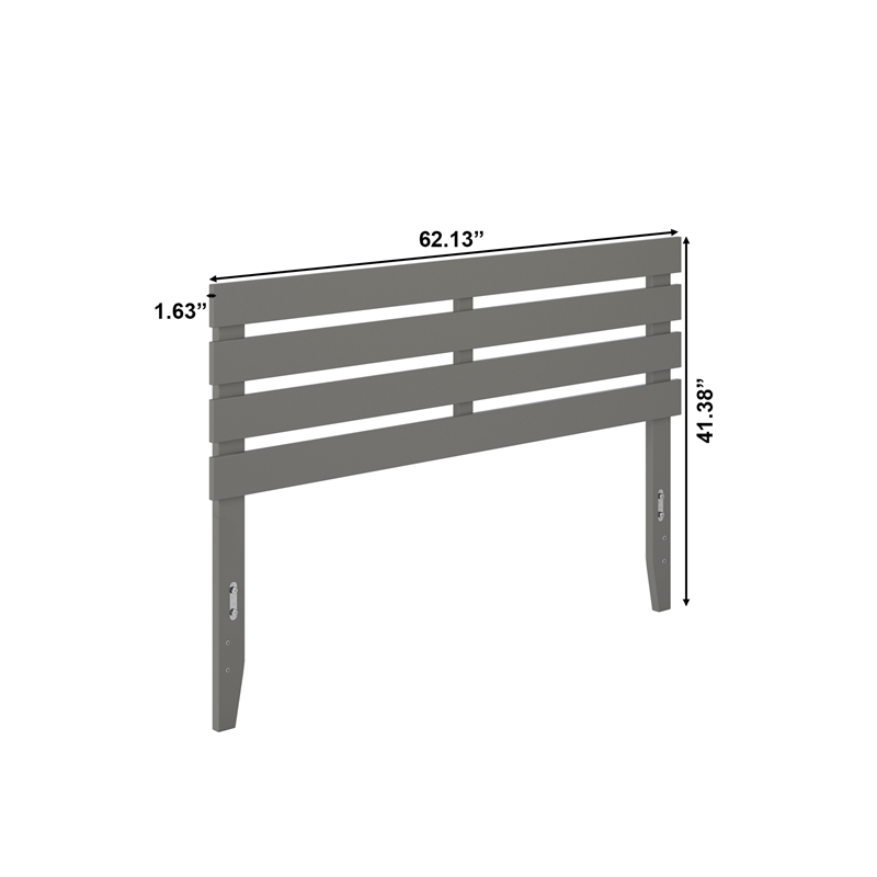 AFI Oxford Solid Wood Queen Size Modern Headboard with USB Charger in Gray