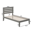 AFI Oxford Solid Wood Twin Platform Bed with USB Charger in Gray