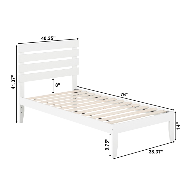 AFI Oxford Solid Wood Twin Platform Bed with USB Charging Station in White