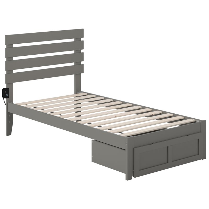 AFI Oxford Solid Wood Twin Bed with Foot Drawer with USB Charger in ...