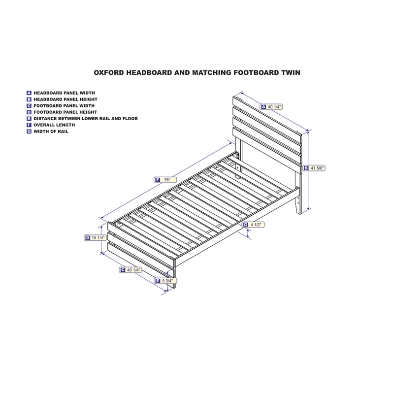 AFI Oxford Solid Wood Twin Bed with Footboard with USB Charger in White